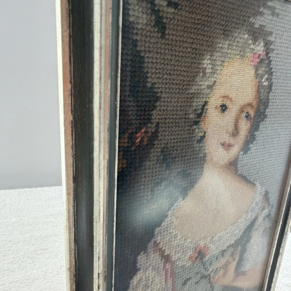 Vintage Professional Framed Needlepoint Of Madame Louise of France 13.5